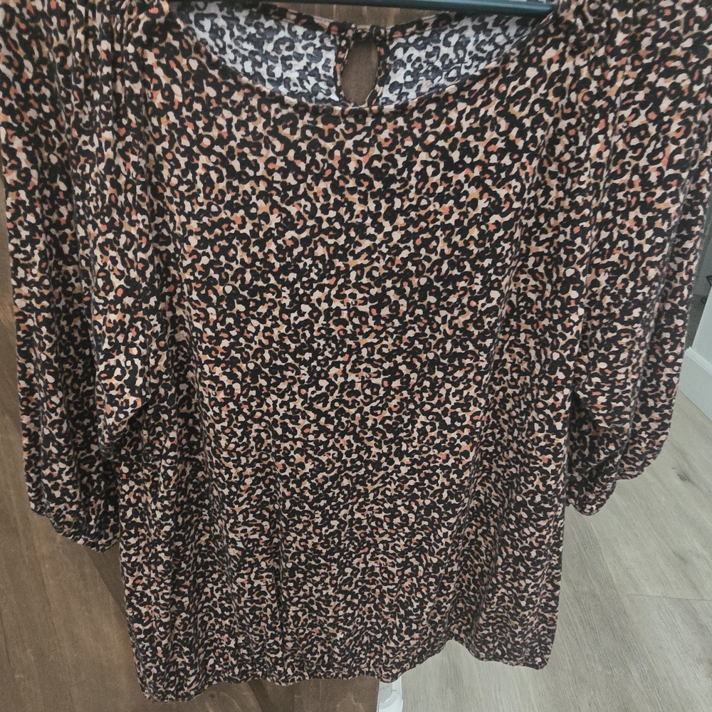Ann Taylor Factory Leopard Print Blouse - Black and Tan